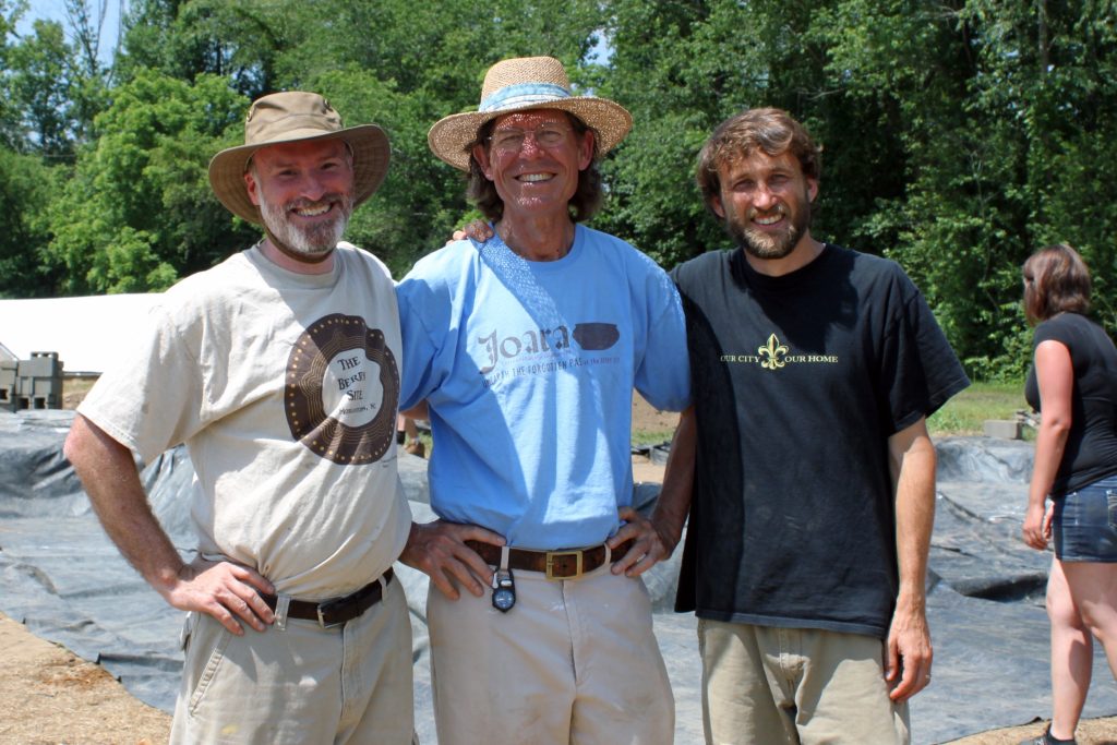 Robin Beck, David Moore and Christopher Rodning at a field site