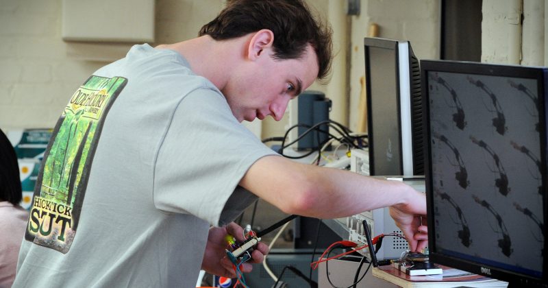 Student Rocco Disanto works on his project in Richard Goldberg's assistive technology class at the University of North Carolina at Chapel Hill.