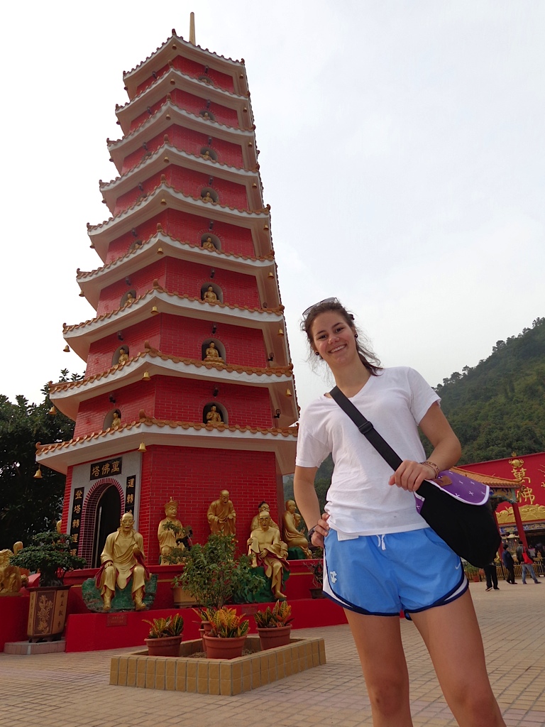 Sarah Wilkey at the Temple of 10,000 Budhas.