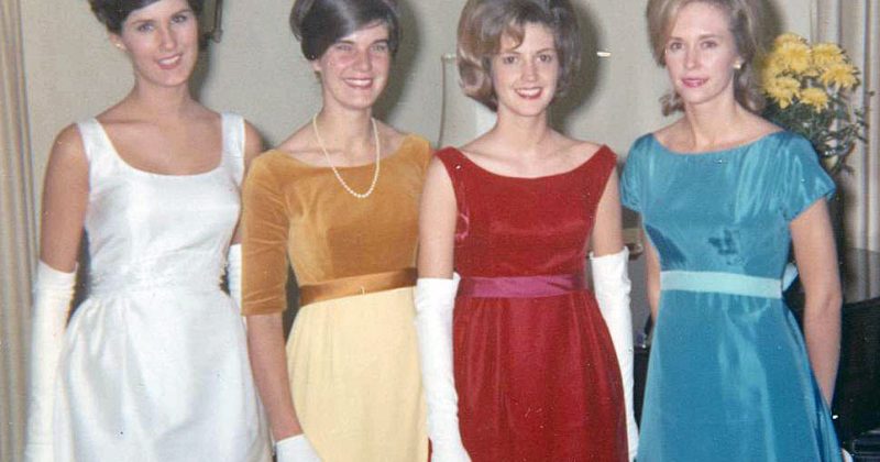 Four women at the Chi Omega Formal in 1964