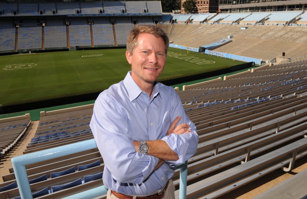 Kevin Guskiewicz at the UNC-Chapel Hill football field