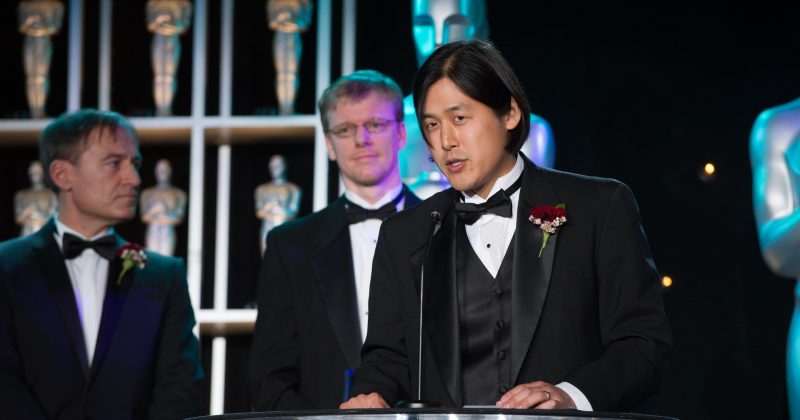 Dr. Markus Gross (left), Doug James (center) and Theodore Kim during the Academy of Motion Picture Arts and Sciences' Scientific and Technical Achievement Awards on February 9, 2013, in Beverly Hills, California.