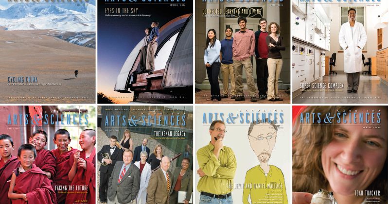 Collage of past Carolina Arts & Sciences magazine covers