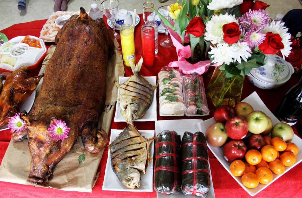 Display of foods for Vietnamese New Year