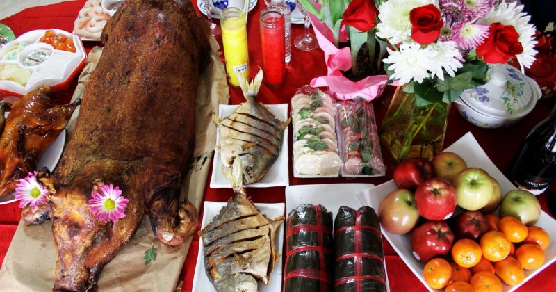 Display of foods for Vietnamese New Year