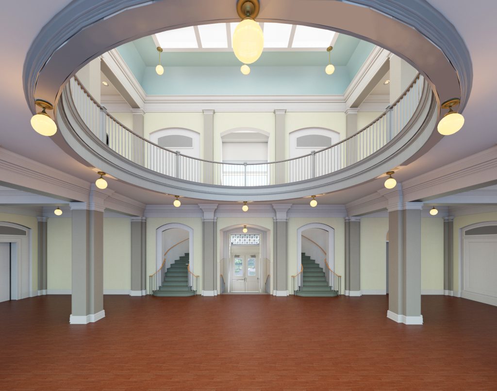 An architectural rendering of the new Hill Hall rotunda.