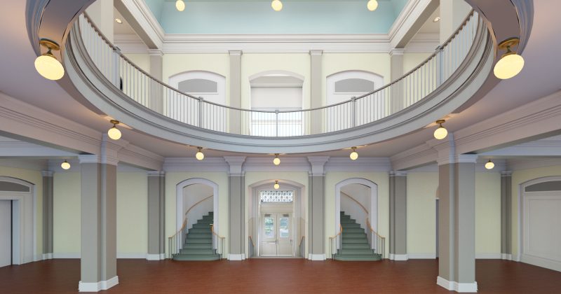 An architectural rendering of the new Hill Hall rotunda.