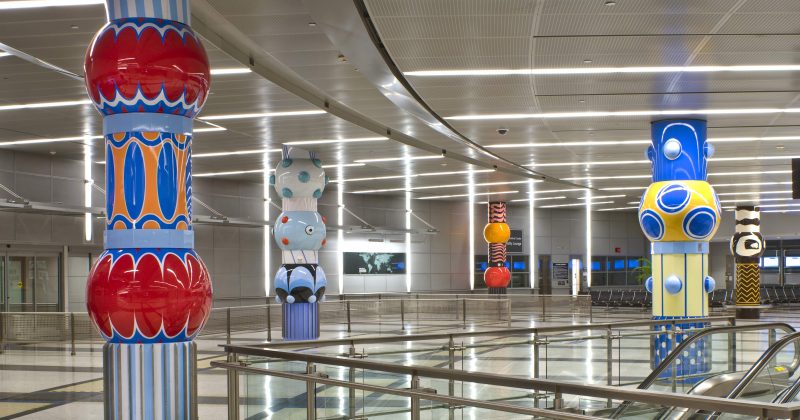 Jim Hirschfield’s bead art by Paul Hester at the International Arrivals Hall in Terminal E of George Bush International Airport in Houston.