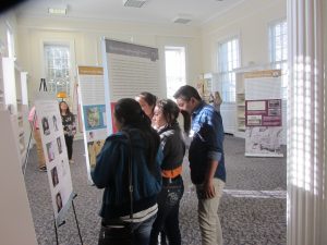 Students at an exhibit in Morganton