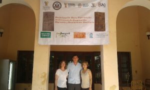 Gabrielle Vail, Bryan Giemza and Patricia McAnany at the State Archives of Yucatan