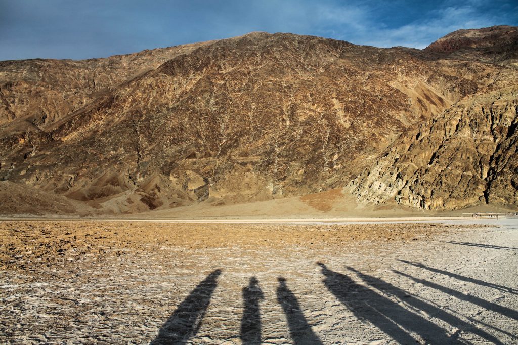 Long shadows in Badwater, Death Valley