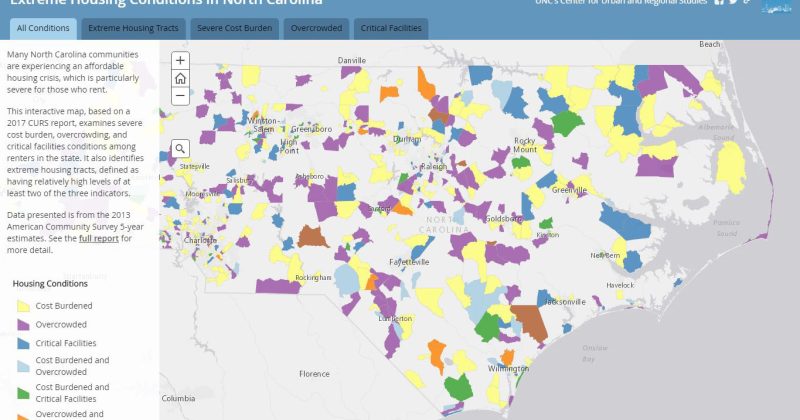 An online interactive map shows cost burden, overcrowding and substandard housing conditions among North Carolina
