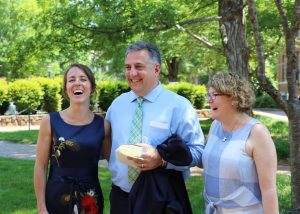 Liza Schillo, Greg Gangi and Jaye Cable at the May 2018 graduation ceremony for the curriculum for environment and ecology.
