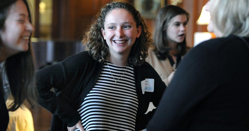 Students and alumnae talk at the Women's Leadership Forum