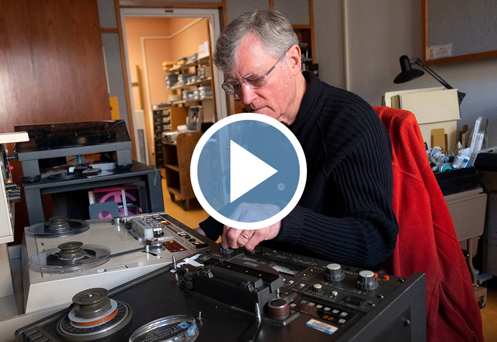Grammy-winning folklorist and professor Bill Ferris with his recording equipment.