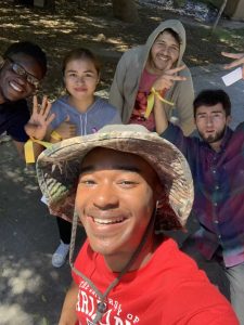 Kwaji Bullock takes a selfie with other Cumpston Fellows during their border trip. 