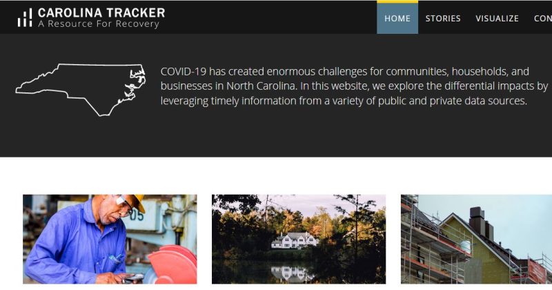 Screenshot of the Carolina tracker web site desktop view