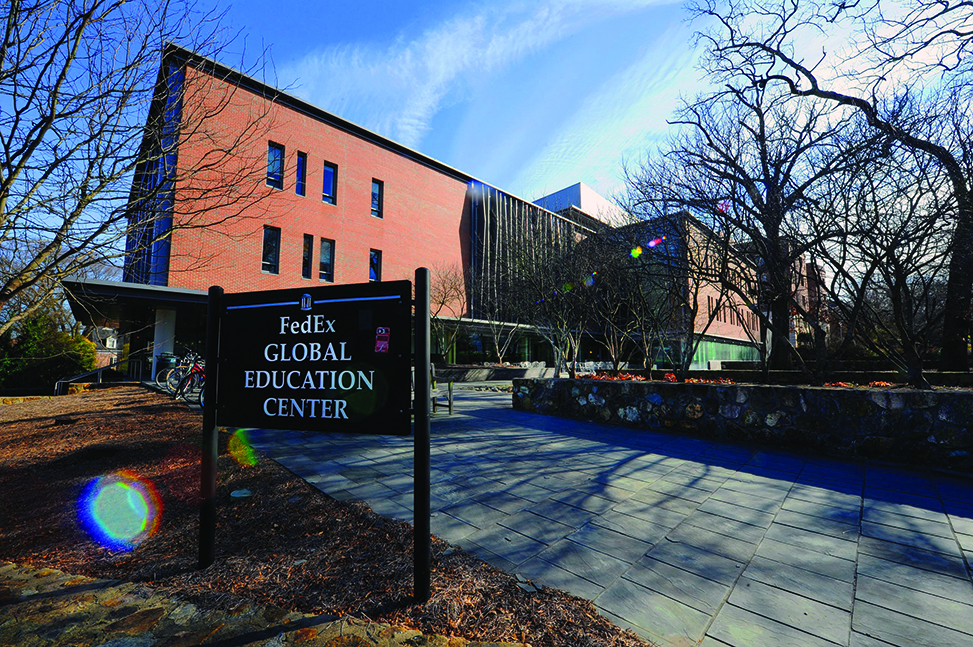The FedEx Global Education Center sign and building